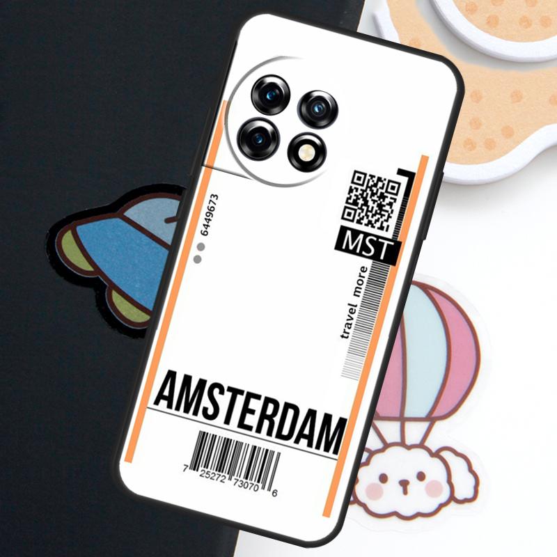 Fly Ticket Air Tickets Travel Label Case For OnePlus Nord N30 N20 CE 5 3 4 Lite OnePlus 15 13 12 11 9 8 10 Pro 10T 13R 15R Cover