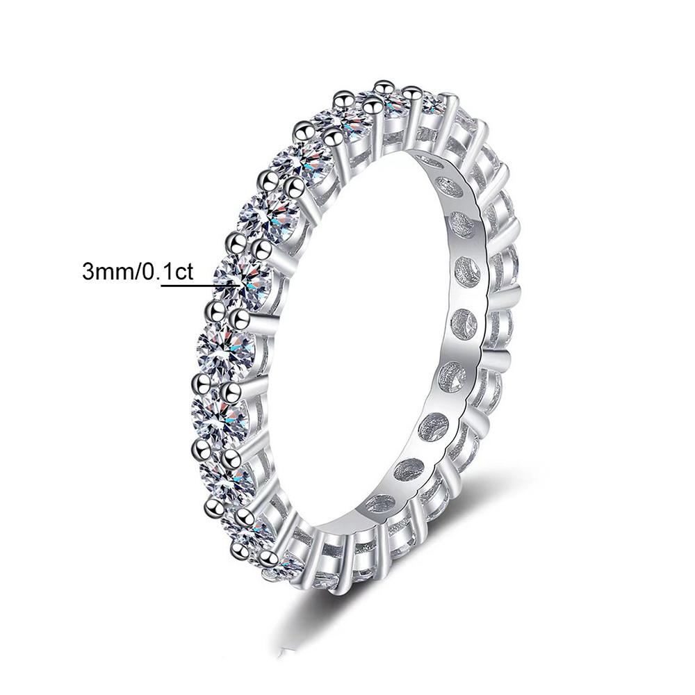 Farbe Moissanit Reihenring 925er Sterlingsilber Diamant Eheringe für Damen Zertifizierter Feinschmuck Geschenk Houtros