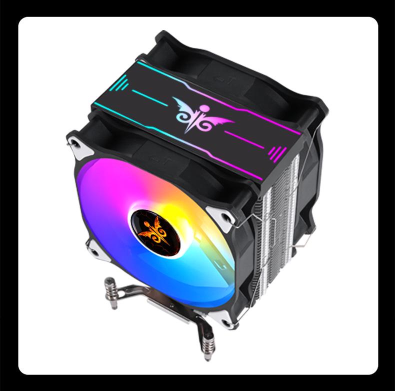 Silent Desktop CPU Cooler with 4 Copper Pipes, 12cm Tower Fan, Colorful LED, and Temperature Control for LGA2011/x79/x99 Sockets.