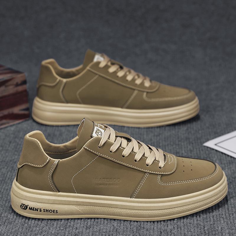 

Весенние новые повседневные туфли на плоской подошве для мужчин в британском стиле в стиле ретро с низким верхом, модные универсальные праздничные нескользящие спортивные туфли 39 кофейный