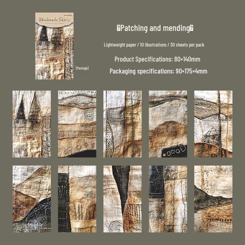 Fabric Texture Theme Journal Decoration - 6 Types of Collage Material Papers for Crafts