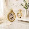 Desktop Photo Frame with Gold-Tone Finish, Ornate Crown Detail, Decorative Resin Picture Frame for Tabletop or Wall Mount Styling