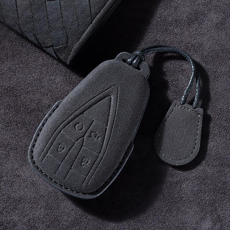 Suede Leather Car Key Case Cover for Changan CS75 Plus CS55 Eado CS35 Oshan X5 2026 Vehicle Key Holder with Buckle Accessories