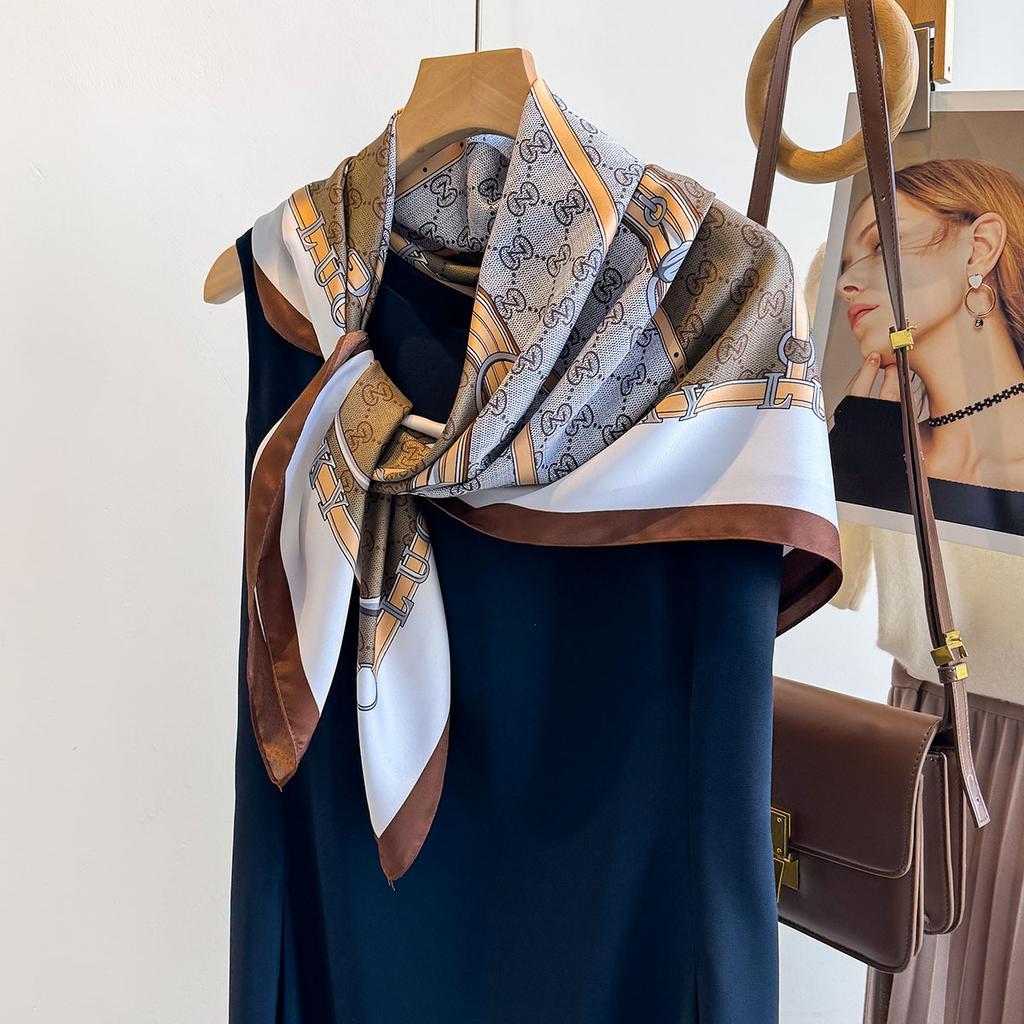 Spring and Summer Shawls with Fashionable Printed Belt Scarfs Large Square Scarfs High-end and Versatile Thin Scarfs for Women