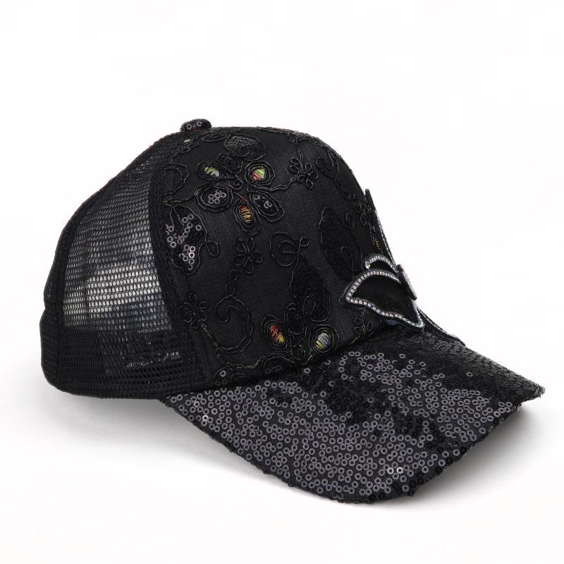 Spring & Summer Sequin Bow Baseball Cap: Breathable Mesh Sun Protection Hat