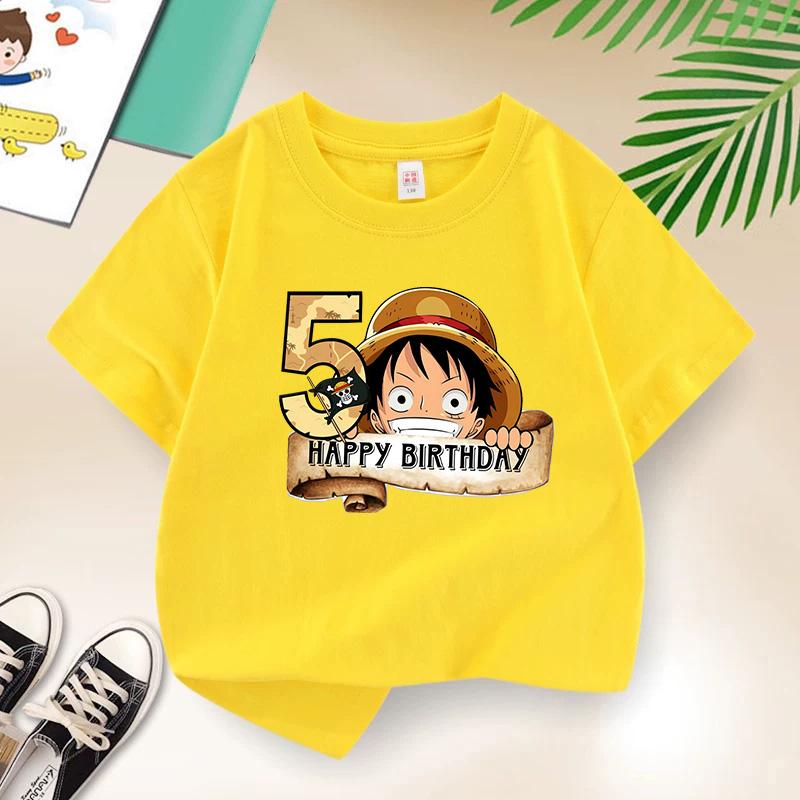 New Arrival AnimeThemed Happy5 Birthday Kids Pure Cotton Printed TShirt A Perfect Gift