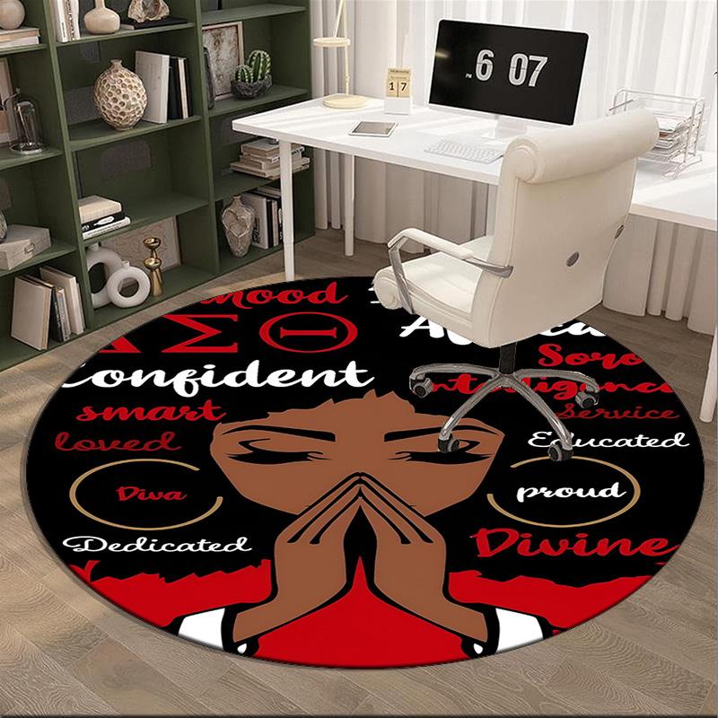Delta Sigma Theta Round Rug for Livingroom,Bedroom, Palyroom, Chair Rug, Area rug, Circle Carpet, Fan Christmas gift