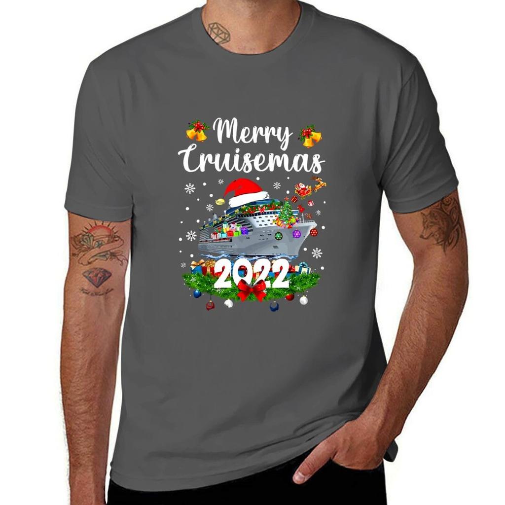 merry cruisemas 2022 TShirt Simple Solid Color Crew Neck Tee