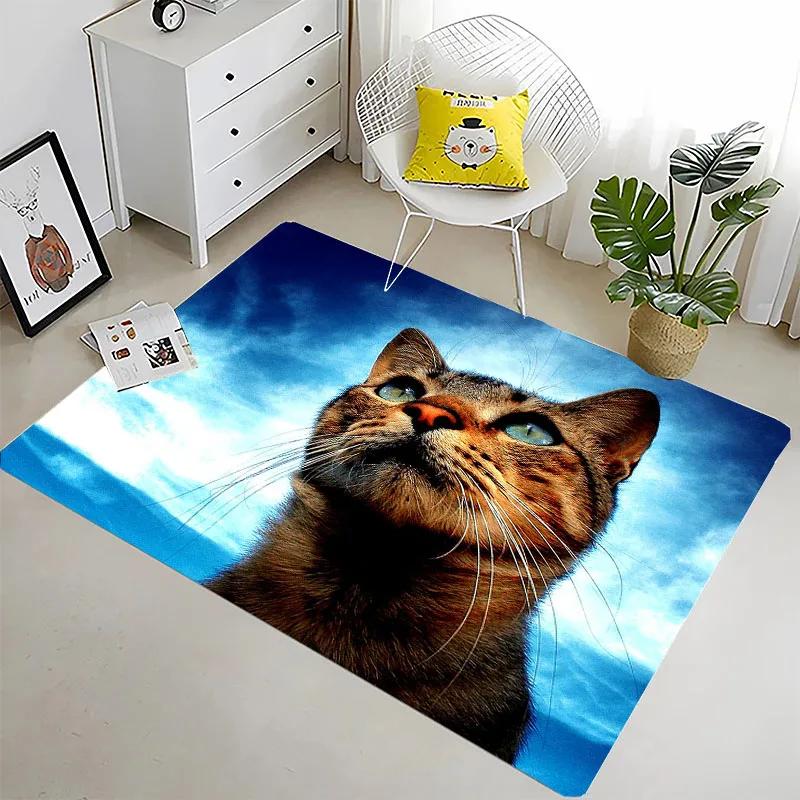 Funny Cat 3D Printing Large Area Carpets for Home Living Room Children's Bedroom Sofa Doormat Kitchen Floor Rugs Anti-slipDecor
