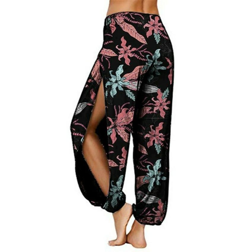 High Waist Loose Side Slit Pants 