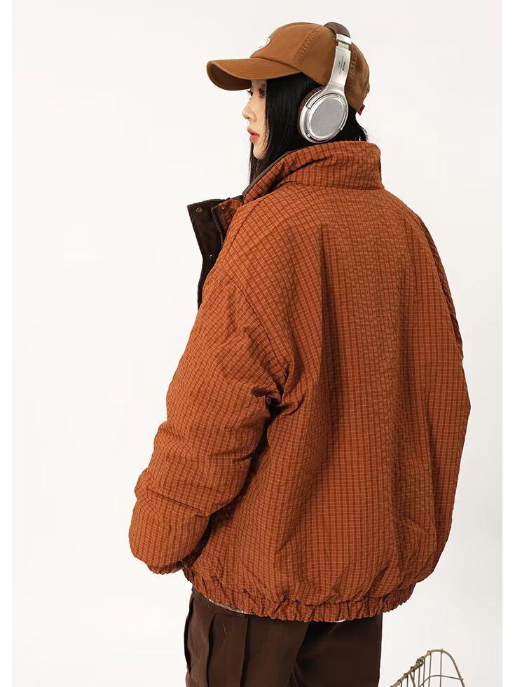 Unisex Japanese Retro Reversible Padded Stand Collar Cotton Jacket, Winter Warm, Mallard Green, Loose Fit Workwear Coat.