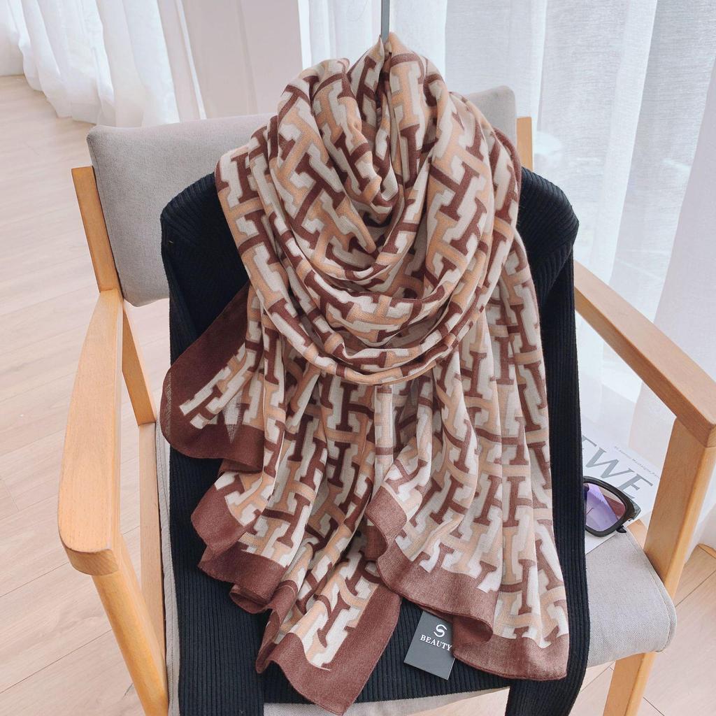 Korean Style Color-Matched Cotton & Linen Scarf for Women - Autumn/Winter Shawl & Lightweight Beach Towel