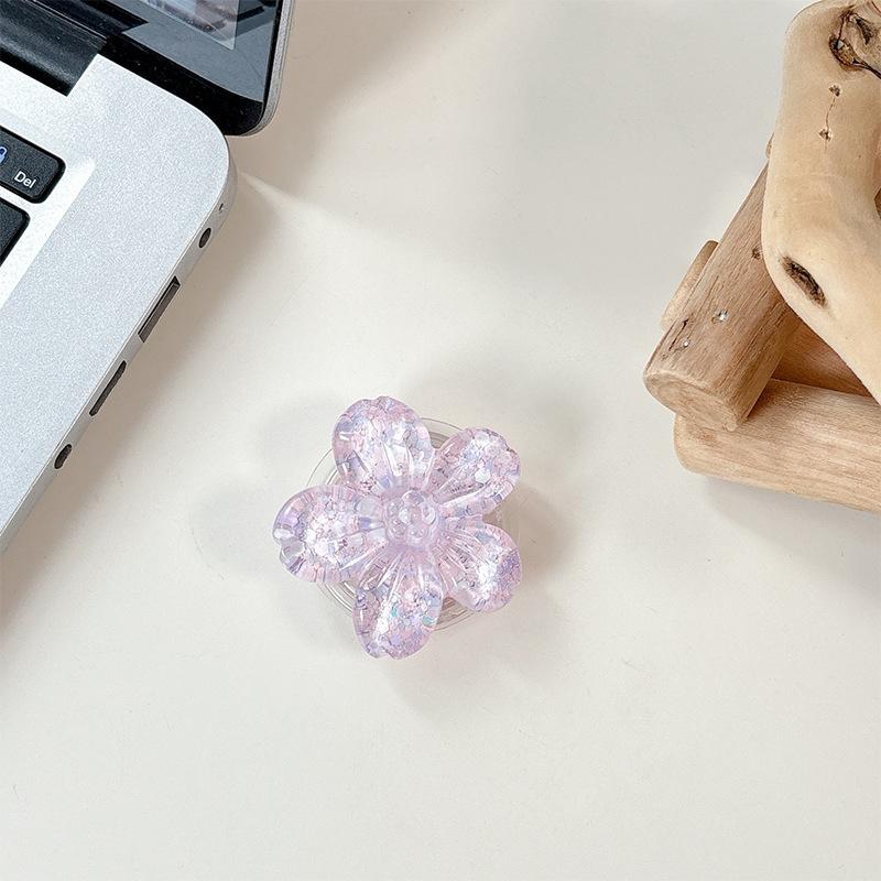 Color Sequins, Three-Dimensional Flowers, Mobile Phone Airbag Holder, Magnetic Telescopic Ring, Suitable For Magsafe Desktop Watching Dramas