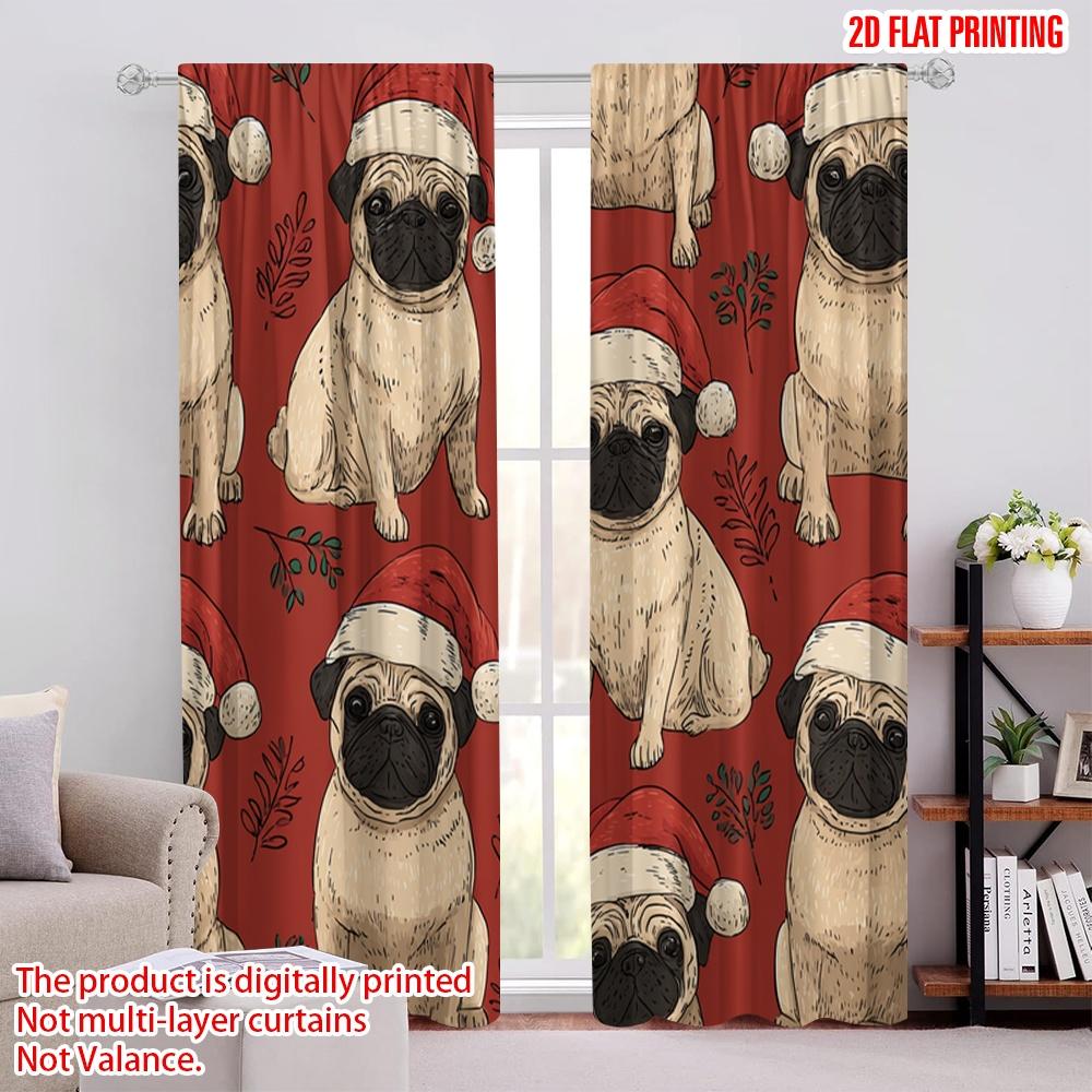 

2pcs,2D plane printing Contemporary Curtains Pug Tree Durable Polyester (without rod) Home Decor Ldeal for Bedroom & Living 52.50 × 116.00 cm 2 pcs