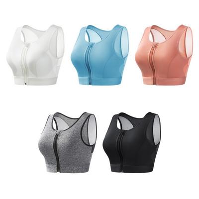 Damen Sport-BH Einfarbig Reißverschluss vorne Stoßfest Yoga-BH Westenstil