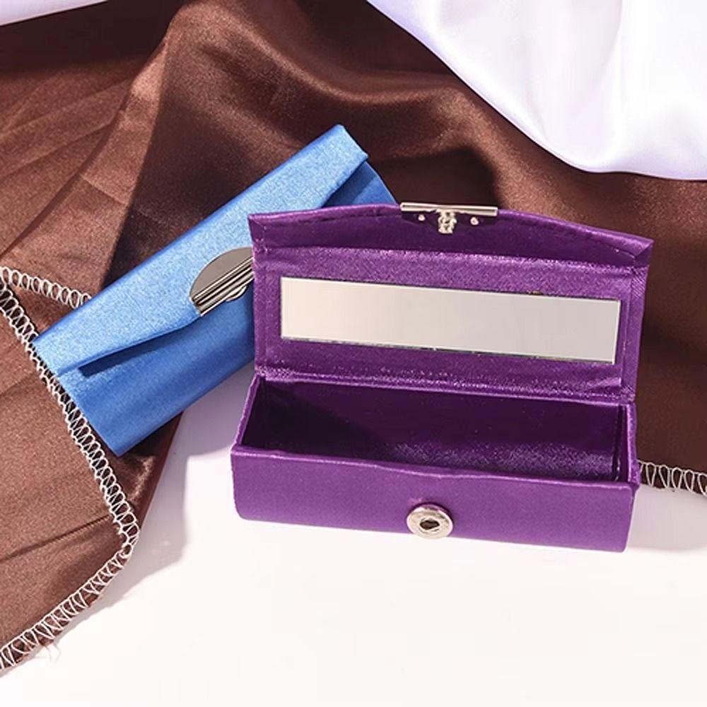 Silk Lipstick Case Solid Lipstick Storage Box Fashion Lipstick Organizer  Vanity Storage