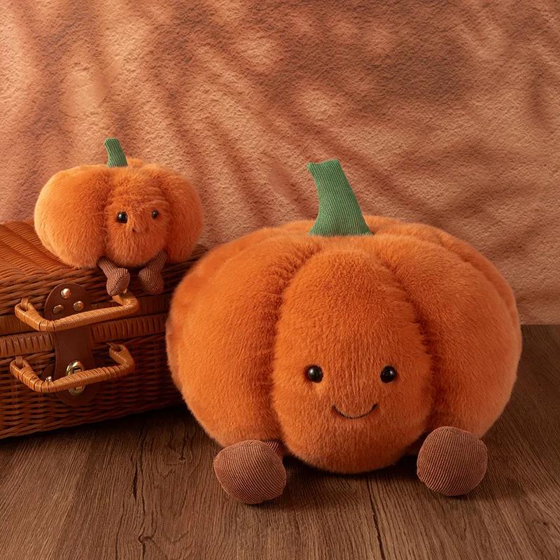 Cartoon Pumpkin Plushies Soft Stuffed Pumpkin Doll with Smile Face Halloween Decorations Plant Stuffed Doll Holiday Throw Pillow
