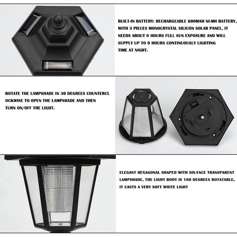Solar LED Wall Lamp Outdoor Fence Garden Light Hexagonal Palace Lamp
