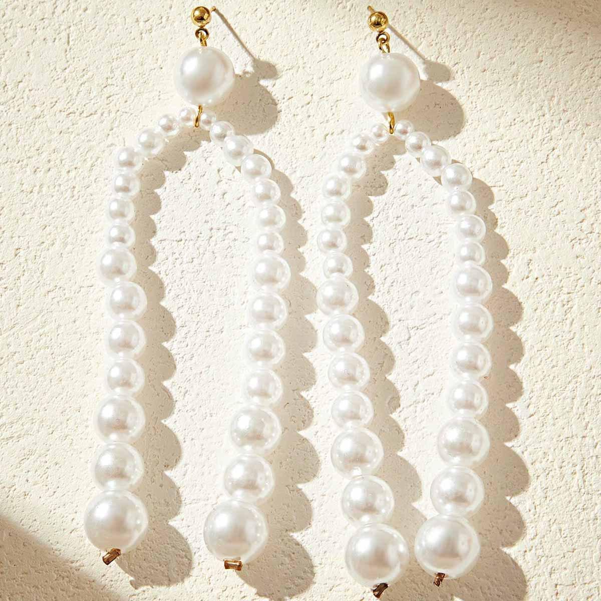 Elegant Retro Pearl Tassel Earrings: French-Inspired, High-Class Charm for Women