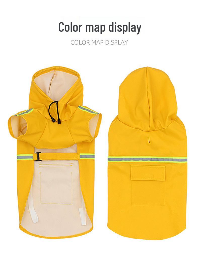 Large Dog Hooded Raincoat with Reflective Strips - Windproof & Waterproof