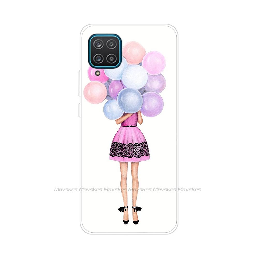 Soft Silicon Cover For Samsung Galaxy A12 Case Cute Flower Cat Bumper For Samsung A12 Phone Case Cover For Samsung A12 A 12 6.5"