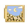 Y2K Gold Color Bear Cat Blue Sky Rose Flowers Moon Italian Charm Link Fit 9MM Stainless Steel Bracelet Women DIY Making Gifts