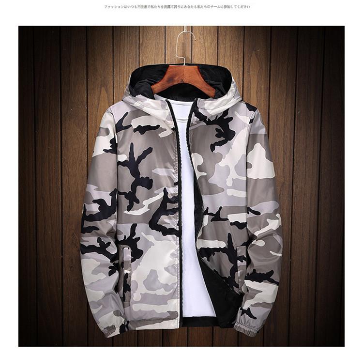 Premium Reversible Men Jacket Coats Male Casual Hooded Camouflage Windbreaker Outwear