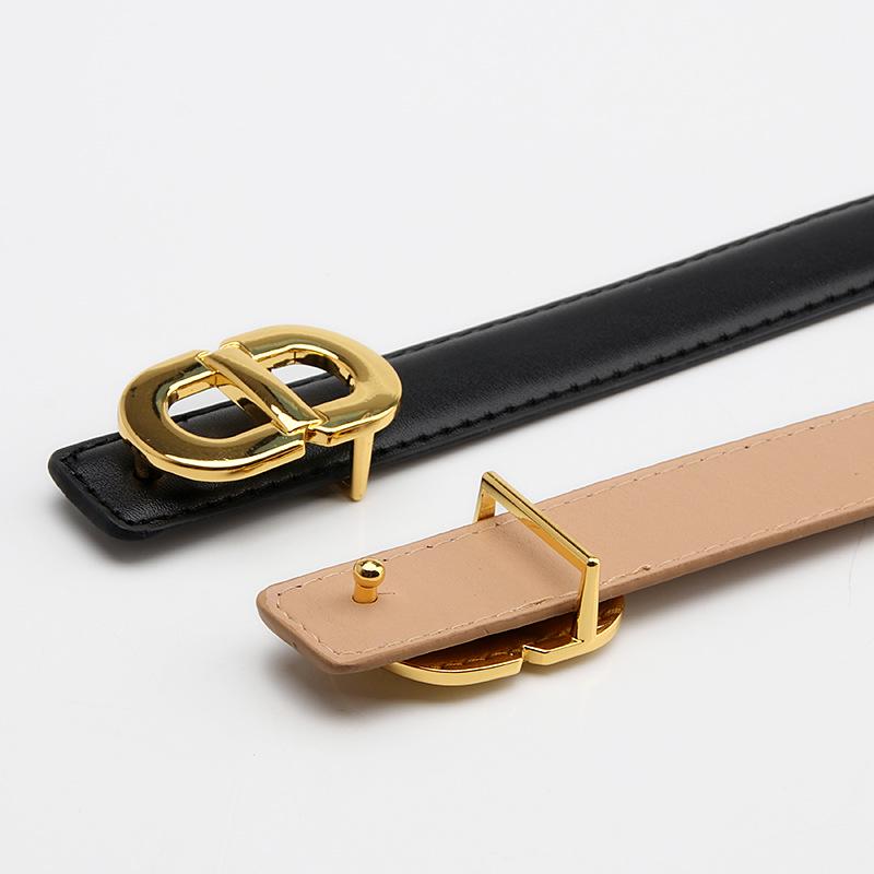 Women's High-End Gold Double D Waist Belt - Trendy Fashion PU Belt for Jeans