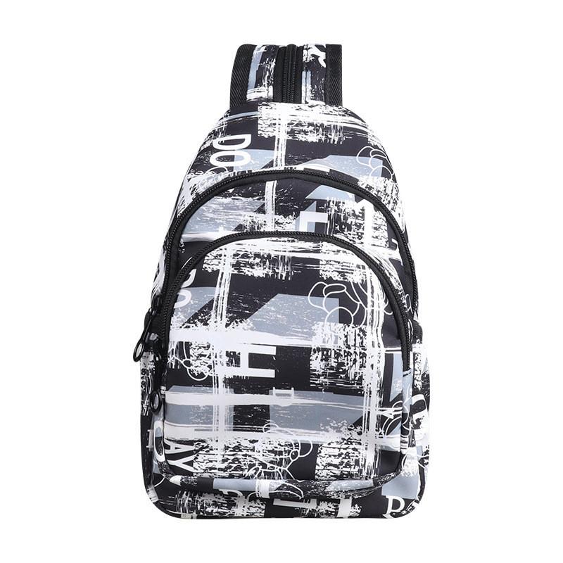 Trendy Black And Blue Breathable Nylon Backpack For Cool Kids With Animal Print Design чёрный