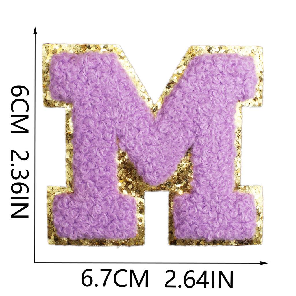 6Cm English Letter Towel Embroidery Patch Sticker Purple Letter Computer Embroidery Label Ironing Embroidery Chapter