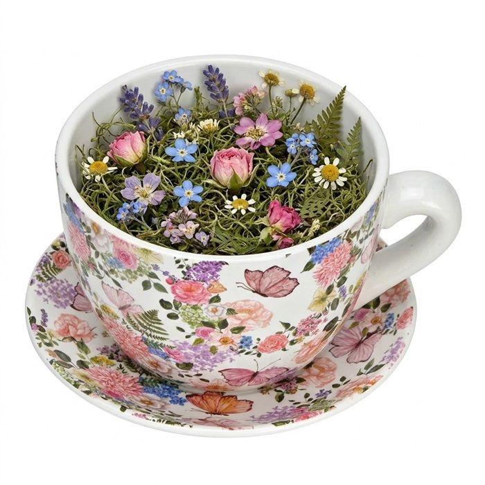 Pot de fleurs - EDEN - Florale Colorée - Céramique - Cylindrique 15x20x12 cm - Design floral