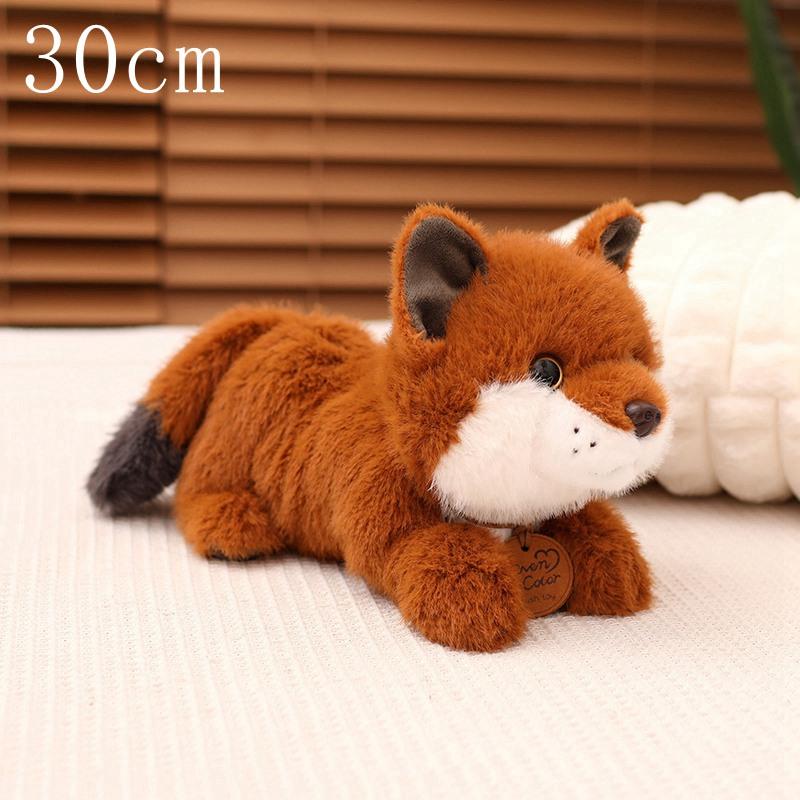 Cute Simulation Furry Huggable Fox Doll Soft Stuffed Sitting/Lying Fox Doll Pillow Home Decor Birthday Christmas Gift