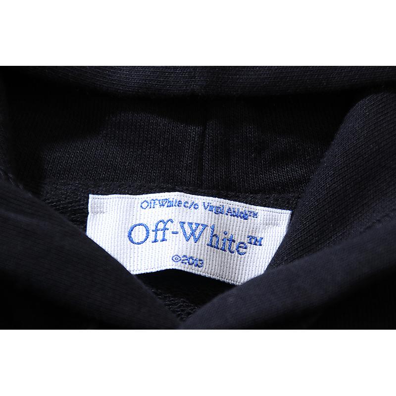 1215 Blanc cassé 2026 Automne et Hiver Nouveau Motif Lettres Dessin Animé OW Sweat à Capuche Imprimé Hommes et Femmes