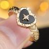 Vintage Gold Color Heart-shaped Rings for Women Aesthetic Fashion Jewelry Wedding Gift