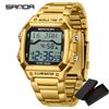 Fashion Sanda 2172 2173 Men's Digital Watch Waterproof MultiFunctional Full Stainelss Steel Golden LED Display Stylish & Durable