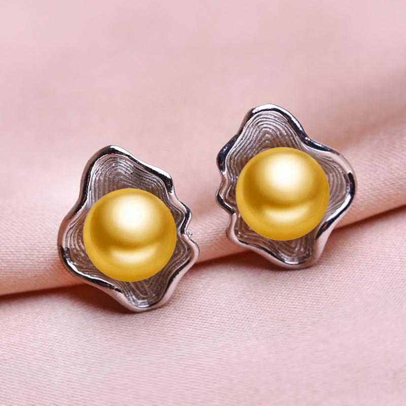 seniko 8-9mm Natural Freshwater Pearl Earrings Shell Design FashionEarrings For Women Girl Gift