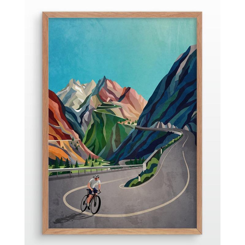 Modern Bicycle Poster Art Canvas Print Colorful Cycling High In The Mountains Wall Picture Home Room Decor Painting Gift Cuadros