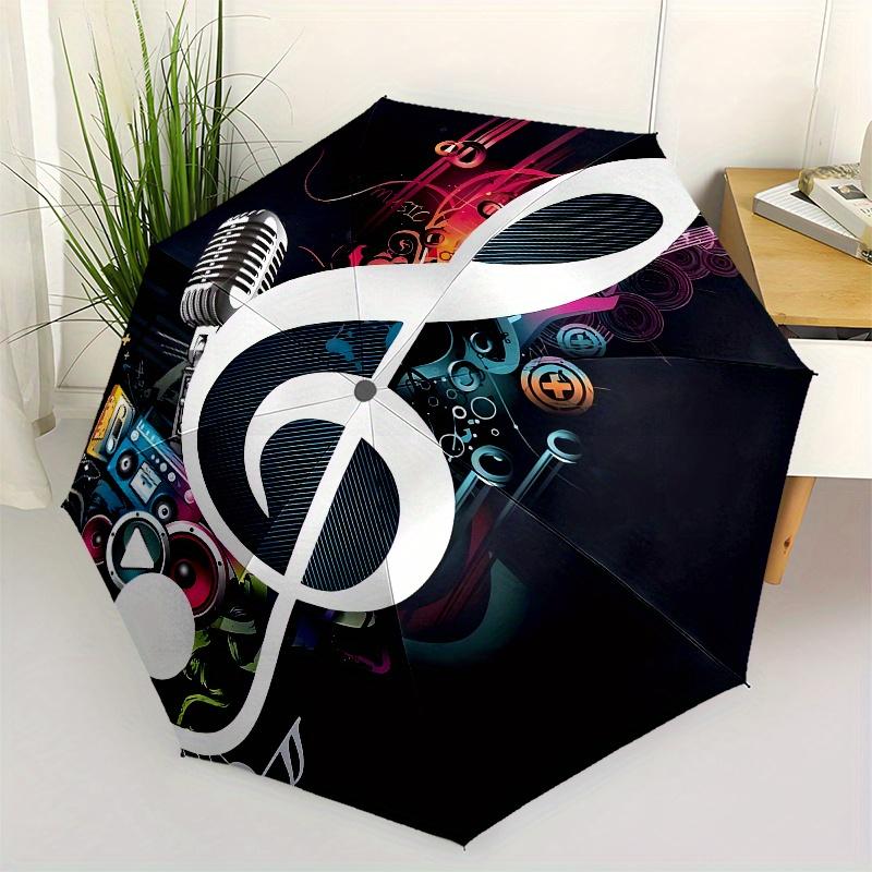 Music, Entertainment themed Eight rib Automatic Folding umbrella Is Suitable for Both Men and Women, Making It A Perfect Christmas and Valen