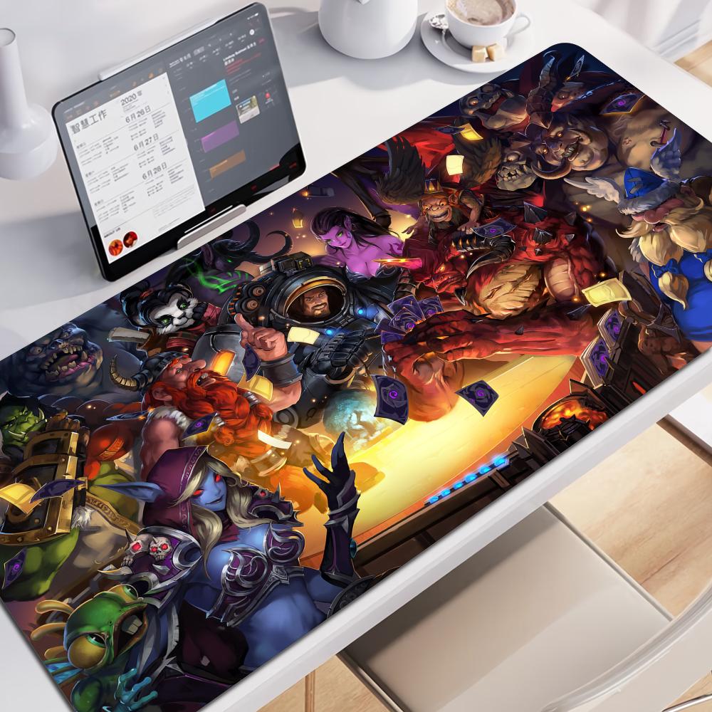 Hot selling item Hearthstone electronic sports Locking edge Gamer Large HD Print Computer Desk Locking Edge Keyboard Mouse Pad