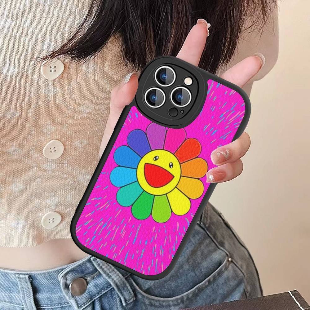 

Japanese Artisti M-murakami T-takash Phone Case For IPhone 16 15 14 13 12 11 Pro Max Plus Soft Leather Cover iphone X