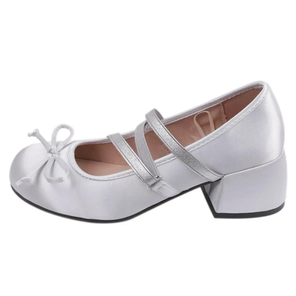 Mode Kvinnor Söta Balett Enkla Skor Lolita Rund Tå Mary Jane Skor Mode Damer Höga Klackar Korsrem Eleganta Pumps Klänningsskor