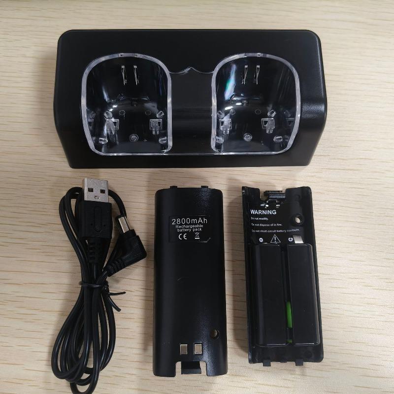 2-in-1 Charging Station Dock Stand +2800mAh Rechargeable Battery for Wii Gamepad Remote Controller Charger Dock Station