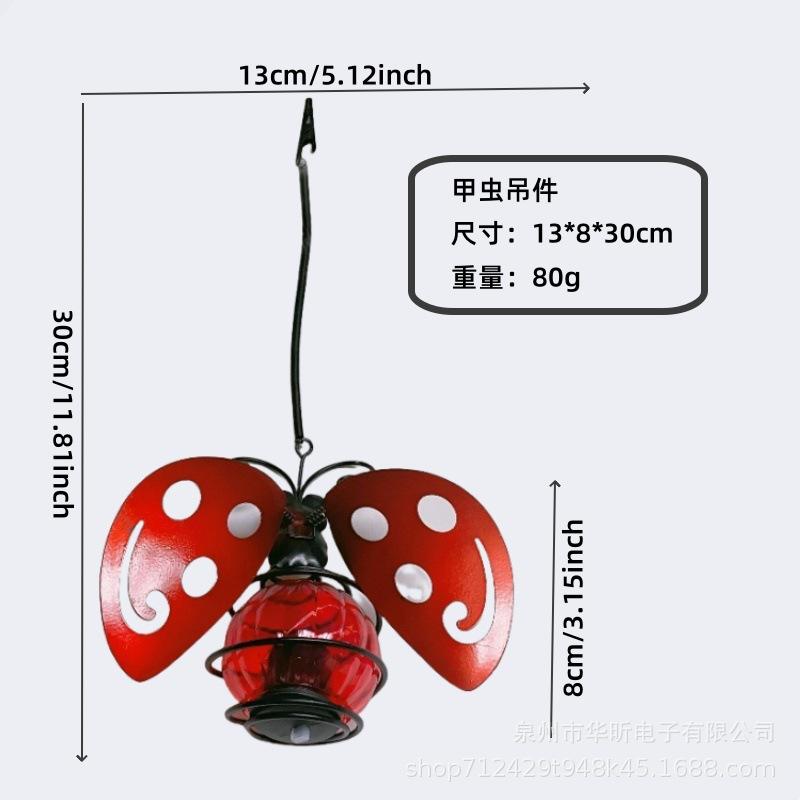 Solar Iron Insect Statue With LED Fairy Light Outdoor Waterproof Hanging Tree Ornament For Fence Yard Courtyard Garden Art Decor