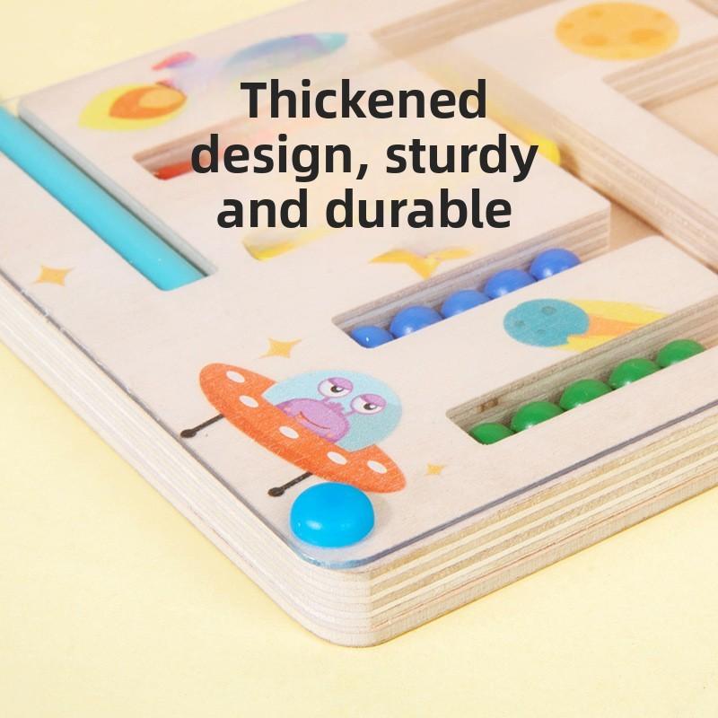 Wooden Fourcolor Maze Puzzle Game For Kids Brain Training And Logic Development
