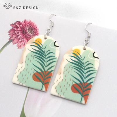 Modne kolorowe graffiti akrylowe dekoracje kolczyki wiszące dla kobiet dziewczyny moda impreza osobowość białe złoto kolor biżuteria codzienne akcesoria