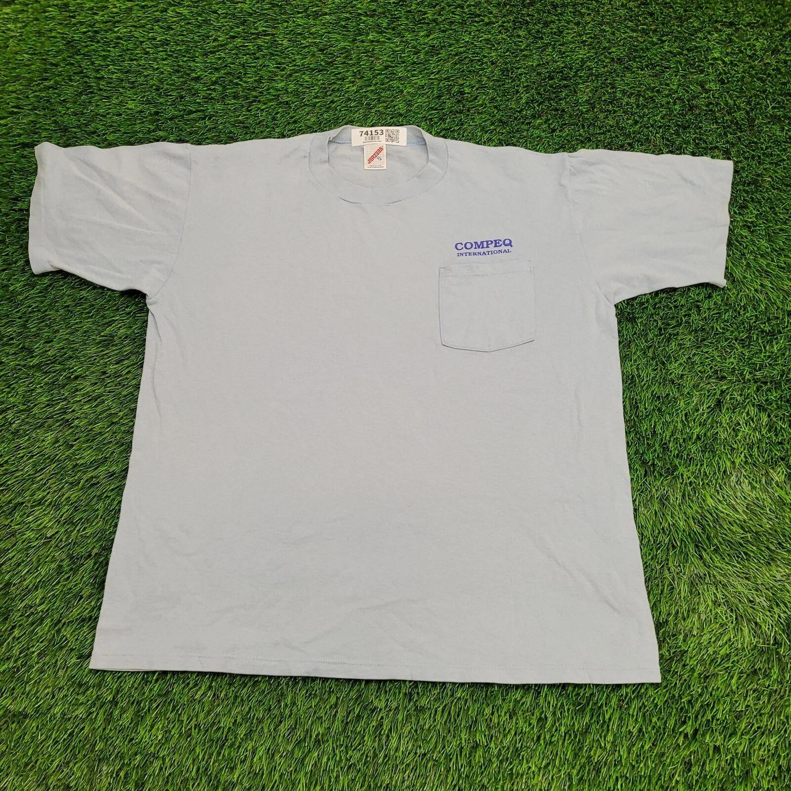 Vintage 80s JERZEES Shirt XL 23x27 Blue Compeq-International 4XL
