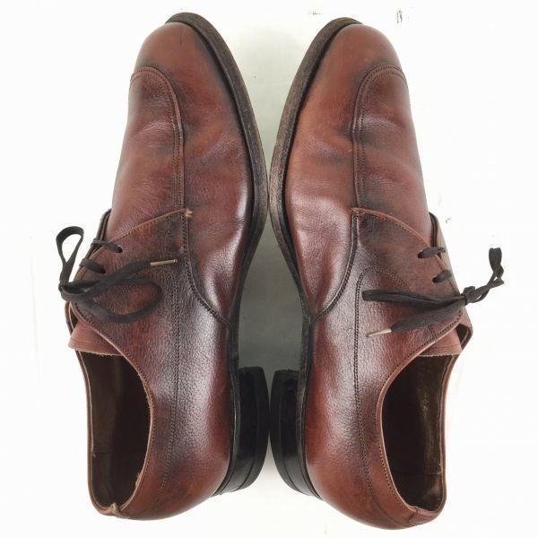 80s-90s Vintage FLORSHEIM Goodyear Welted Leather U-Tip Business Shoes Brown Wide 9.5 5E 27.5(USED)