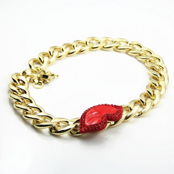 

Декоративное ожерелье для губ, модные преувеличенные европейские и американские аксессуары, цепочка на ключицу, красные короткие украшения для губ, женские бриллиантовые ошейники красный