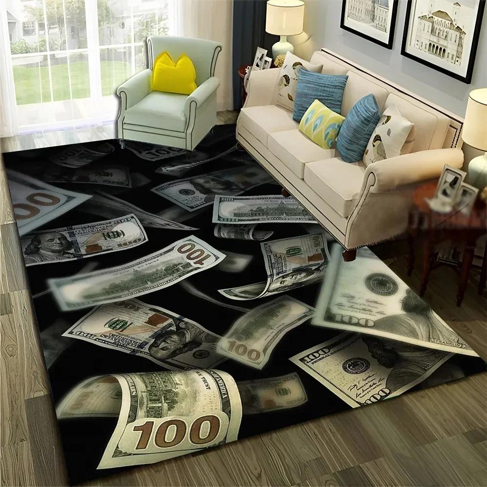 3D Dollar Euro Money Rich Pattern Carpet Rug for Home Living Room Bedroom Sofa Doormat Decor,Child Area Rug Non-slip Floor Mat