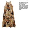 Boho Plus Size Cotton Linen Dress for Women Summer Sleeveless Printed Loose Long Dress Casual Round Neck Maxi Tank Dress
